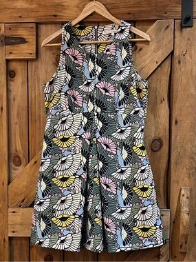 RACHEL Rachel Roy Sleeveless Fan-Print Mini Dress in Pink, Yellow, Green & Black